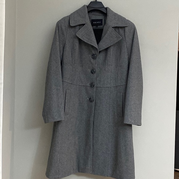Nine West womens gray winter long jacket size 12 - Picture 1 of 7